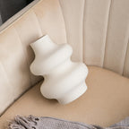 Ceramic Vase Set of 2 - Off White Boho Round Vases, Modern Pampas Vases, Dried Flower Vase Home Decor for Centerpieces Wedding Dinner Table Party Living Room Office Bedroom
