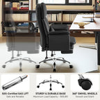Leather Home Office Chair with Footrest 400lbs, High Back Rolling Desk Chair with Lumbar Support Soft Armrests, Excutive Office Chairs with Wheels Height Adjustable Rocking Swivel Functions,Black