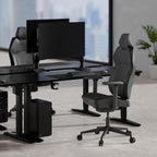 ThunderX3 Solo 360 Gaming Chair, for Adults Ergonomic Office Chair, High Back Desk Chair, Synchronous Tilt, 360-degree Adjustable Armrest, Adjustable Car Headrest, Leather, Modern Black