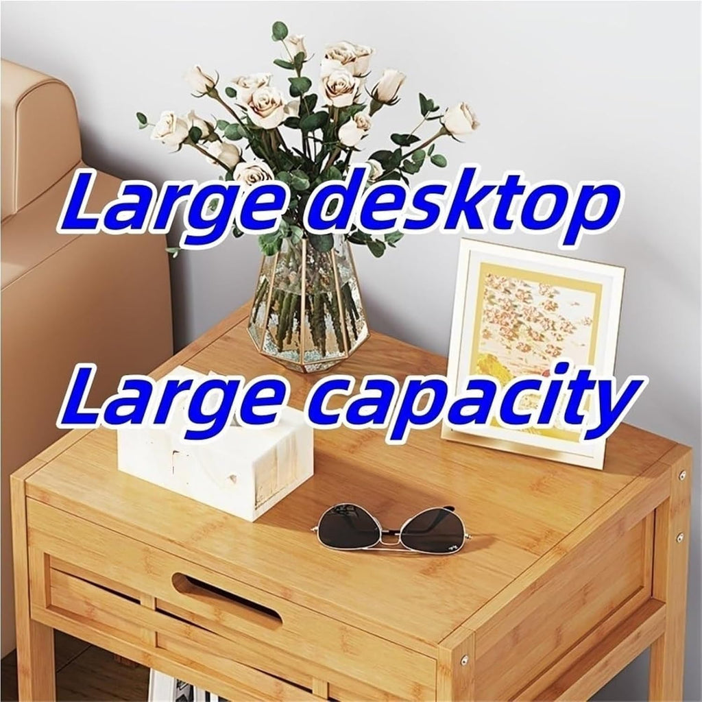 Side Table with Drawer and Open Storage End Table Nightstand Bedside Tables Night Stand Storage Shelf Lightweight