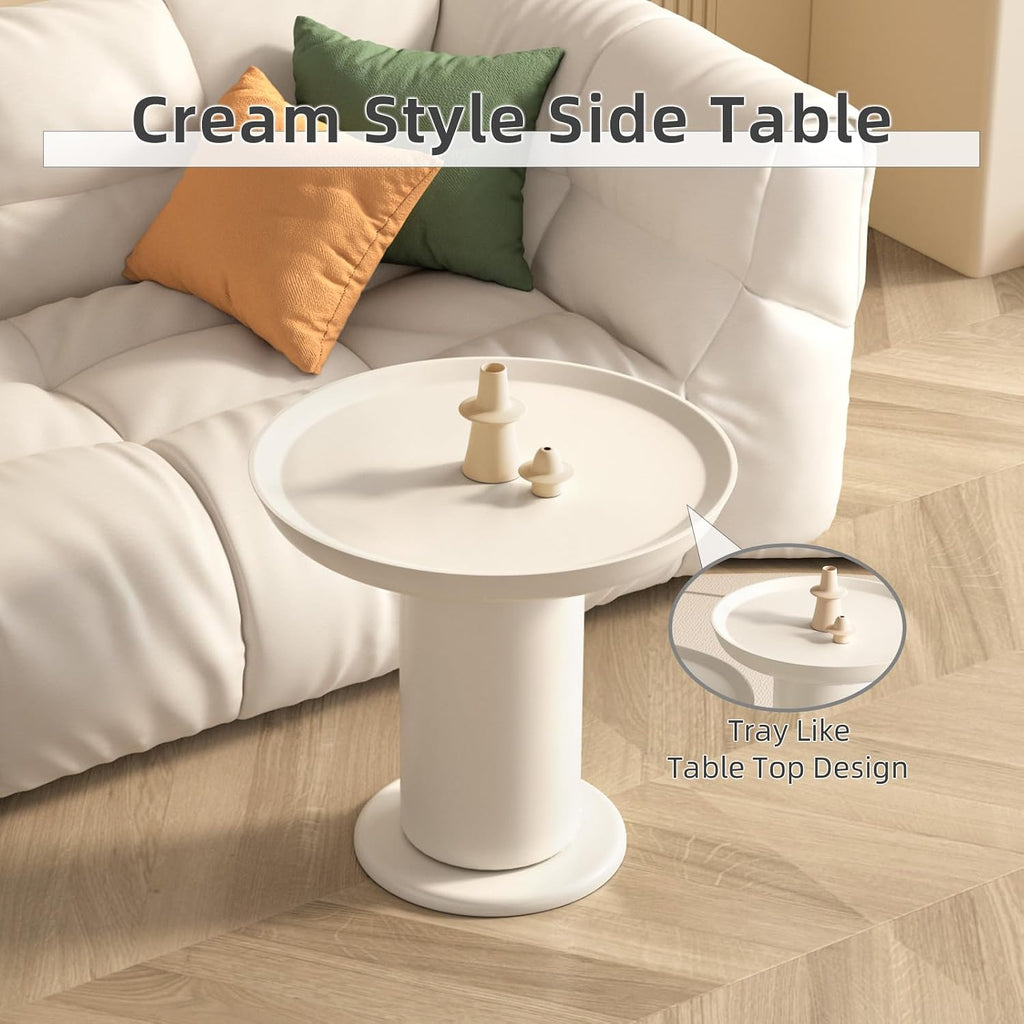 End Table,Accent Table Ideal for Any Room-Side Table Living Room,Side Tables Bedroom,end endTable Cream White for Indoor