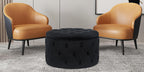 Joveco Round Storage Ottoman, Button Tufted Upholstered Ottoman with Removable Top, Storage Bench Coffee Table Footrest Stool for Living Room Bedroom Entryway (Black,M)