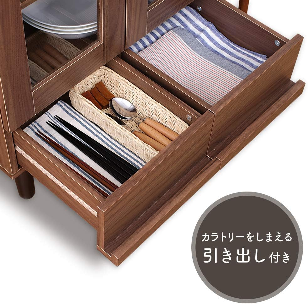 Iris Ohyama KPB-9360 Cupboard, Living Alone, Mini, Slim, Wood Grain, Drawer, Movable Shelf, Width 23.6 x Depth 16.7 x Height 37.8 inches (60 x 42.3 x 93.7 cm), Off White
