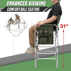 Directors Chair, 31“Tall Foldable Camping Chairs, Folding Aluminum Frame Vanity Chair, Makeup Artist Chair, Portable Camping Chair with Side Table, Cup Holder and Pockets, 250lbs Capacity (Green)