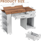 Drafting Table with Storage Cabinet & Drawers, Adjustable Drawing Table with Open Shelves, Craft Art Desk for Artists, Painters, Drawing, Crafting, Reading, Writing, Working