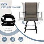 Grand patio Counter Height Swivel Bar Stools Set of 6, 24" Height Patio Bar Chairs for Porch Deck, Outdoor Sling Fabric (Coffee, 6PC)