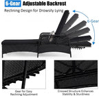 Tangkula Wicker Chaise Lounge Outdoor, Patio Rattan Reclining Chaise with 6-Gear Adjustable Backrest, Thick Padded Cushion & Removable Lumbar Pillow, Pool Lounge Chairs (1, Black + Black)