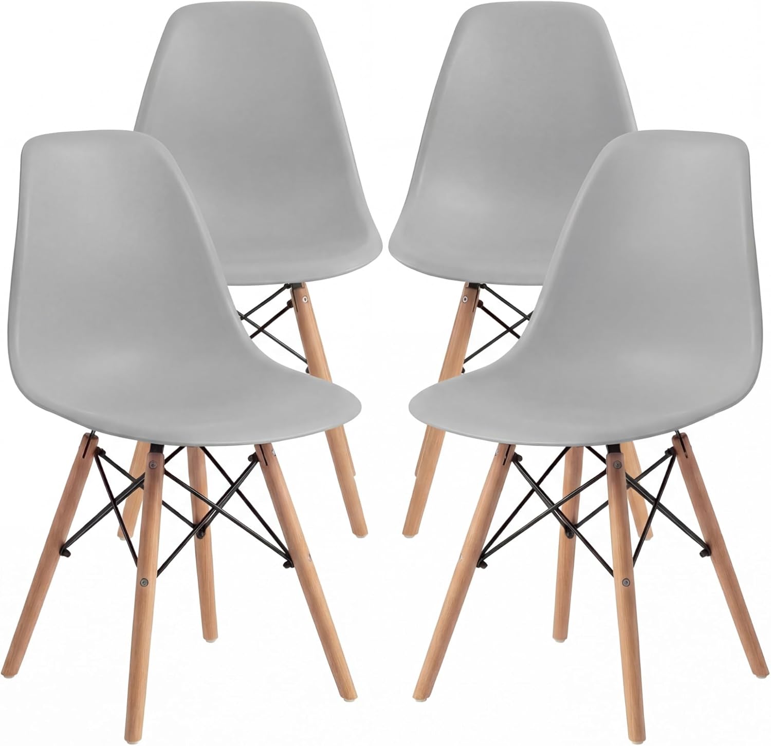 Furmax Modern Style Dining Chair Mid Century Modern DSW Chair, Shell Lounge Plastic Chair for Kitchen, Dining, Bedroom, Living Room Side Chairs Set of 4