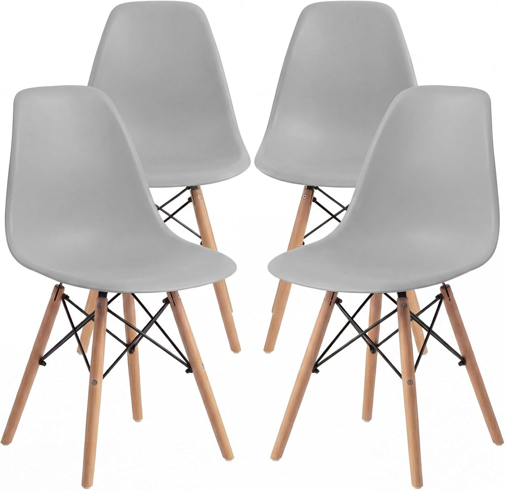 Furmax Modern Style Dining Chair Mid Century Modern DSW Chair, Shell Lounge Plastic Chair for Kitchen, Dining, Bedroom, Living Room Side Chairs Set of 4