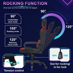 Ruesleag Home Office Gaming Chair,High-Back Ergonomic PC Computer Chair w/Lumbar Support Headrest PU Swivel Rolling Chair Task Executive Desk Chair for Teens Men and Adults,Red