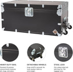 Rhino Trunk & Case XL Indestructo Travel Trunk Luggage With Wheels - 35"x19"x16" Heavy-Duty USA Made Road Case, Strong Flight Cases, ATA Case Style Footlocker, or Secure College Dorm Storage Chest