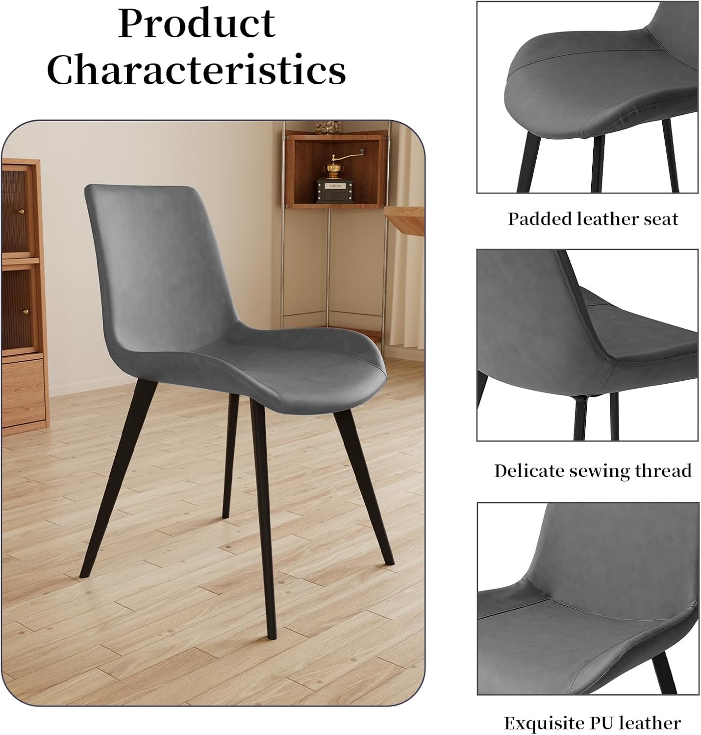 HIPIHOM 63"- 78.7" Extendable Dining Room Table Set for 6, Modern Kitchen Table with 6 Dining Chairs for 4-6 Person, Thickened Expandable Wooden Table with Metal Legs for Dining Room, Kitchen