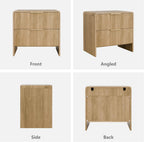 Lab Cosi Nightstand with 2 Drawers,18.9" W Modern Bedside Table with Metal Handles,Fluted Side Table,Mid Century End Table Night Stand for Living Room,Bedroom Sofa Office (Natural Oak)