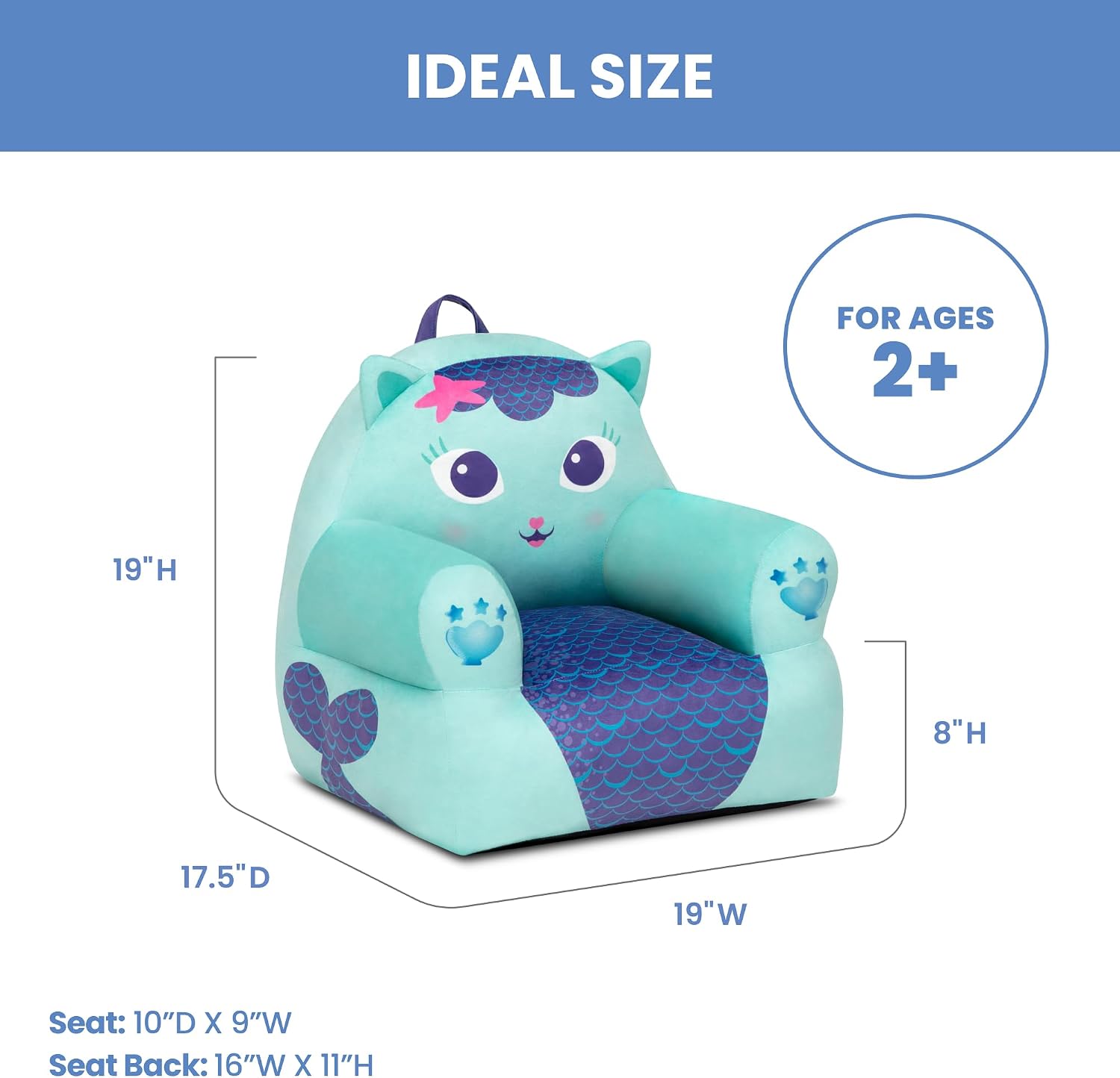 Delta Children - Gabby's Dollhouse Cozee Buddy Kids Chair, Blue