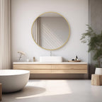 NEWBULIG Round Wall Mirror, 36 Inch Bathroom Mirrors for Over Sink, Wall Vanity Circle Mirror with Matte Metal Framed, Decor for Bathroom, Entryway, Bedroom, Gold
