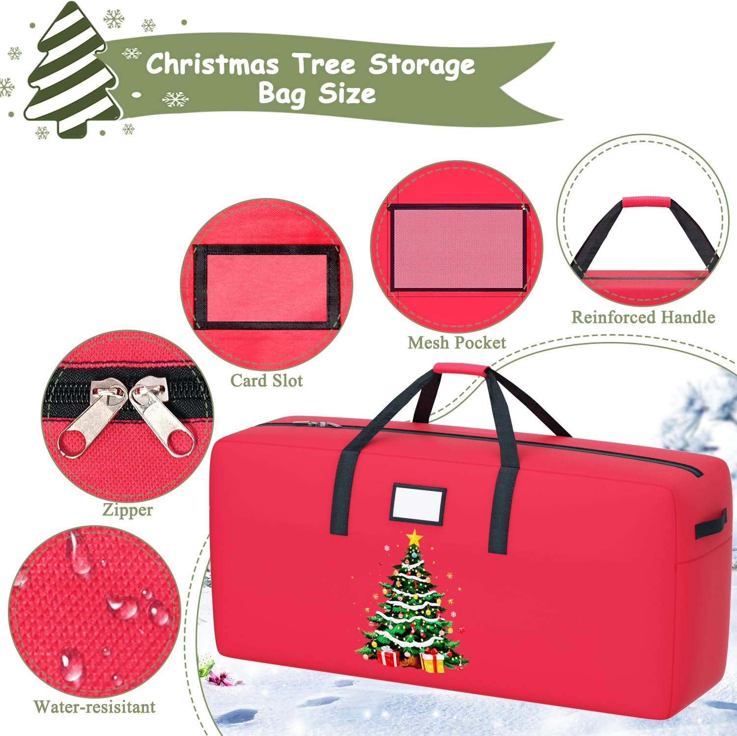 Large Christmas Tree Bag Heavy Duty Christmas Tree Storage Bag 9ft Tree 600D Oxford Material Christmas Tree Ornament Storage Bag Huge Xmas Tree Storage Container for Artificial Tree