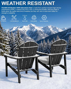 Adirondack Chair Set of 4, All Weather HDPE Fire Pit Chairs, Oversized Plastic Adirondack Chair for Outdoor, Balcony, Deck, Backyard, Patio, Garden, Poolside, Lawn Black