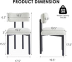 Boucle Dining Chairs Set of 4, Modern Upholstered Dining Room Chair with Curved Backrest, Sherpa Kitchen Chairs with Cushioned Seat and Black Metal Legs for Living Room Bedroom Vanity, Cream
