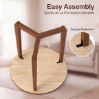 Tangkula Farmhouse Side Table, 22.5” Round End Table with Solid Rubber Wood Legs, Compact Nightstand Bedside Table for Small Spaces, Accent Table for Living Room Bedroom (Walnut,1)
