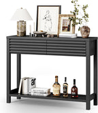 EAG 40" Fluted Console Table with 2 Drawers, Modern Wood 2 Tier Entryway Table with Storage Shelf, Narrow Sofa Tables Behind Couch for Entrance Foyer, Hallway, Living Room, Black