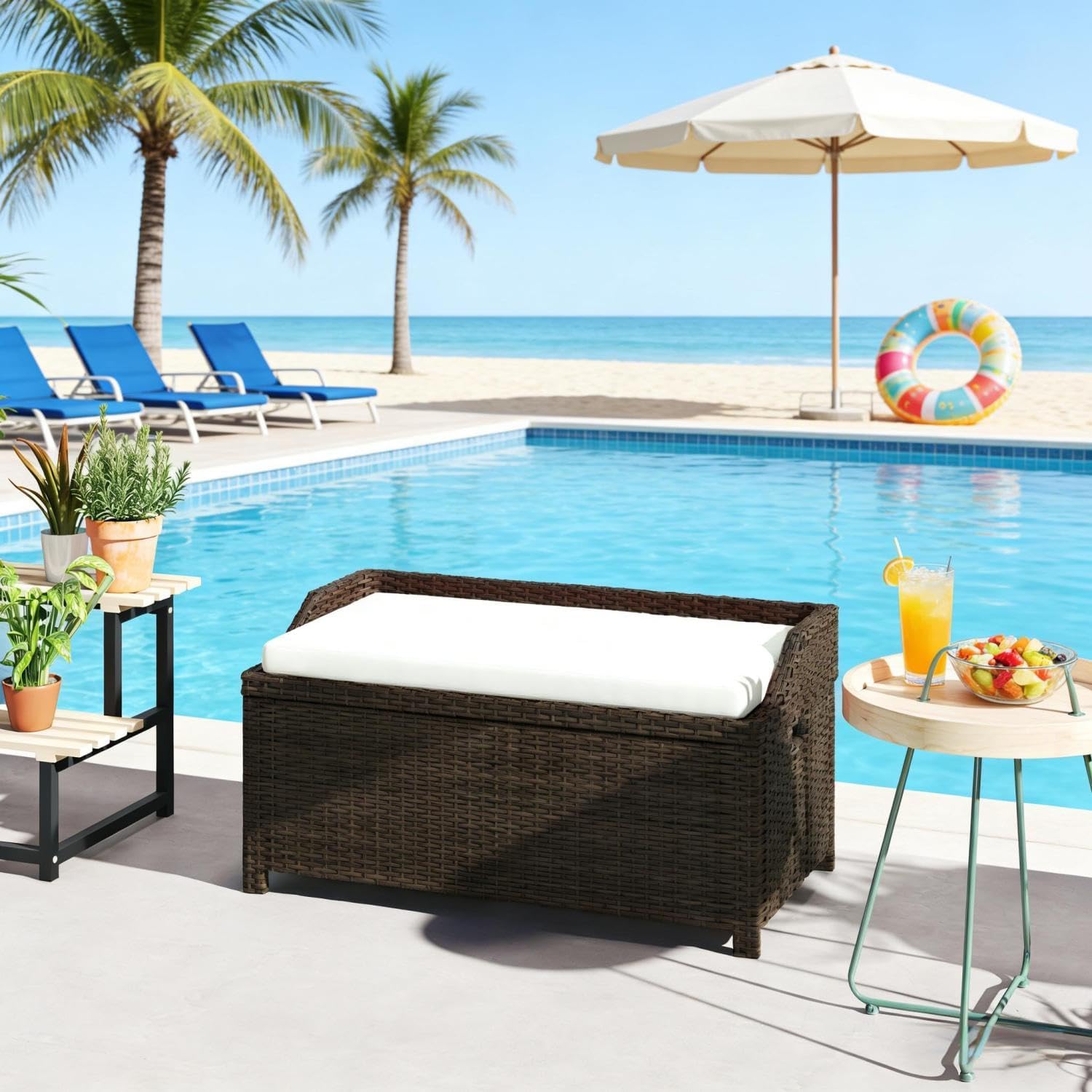 Outdoor Storage Bench with 34 Gallon Capacity