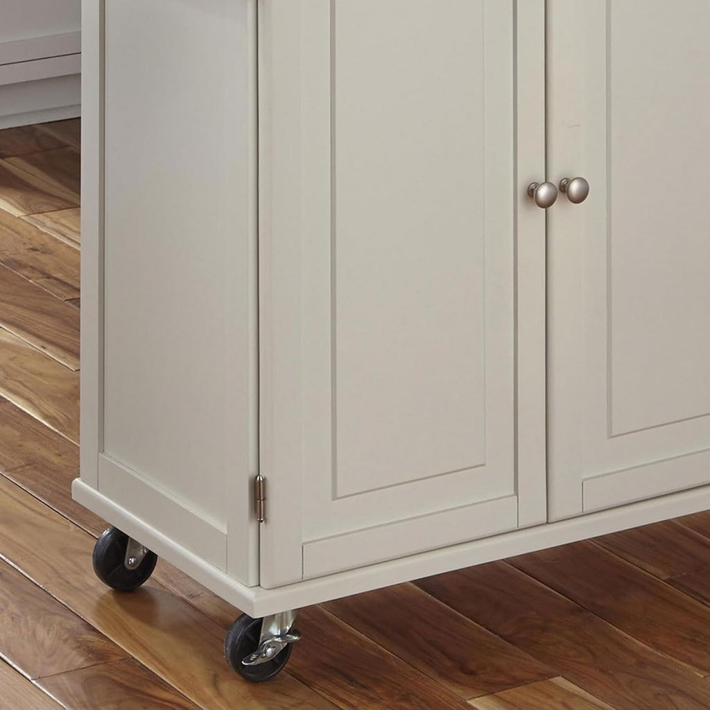53.5" Kitchen Island Cart with Storage, Rolling Kitchen Cart on Wheels with Stainless Steel Top, Mobile Prep Station with Drawers, Cabinets, Adjustable Shelves & Towel Rack, Solid Wood, Off White