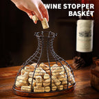 Wine Cork Holder Decorative Wine Stopper Container Wine Cork Storage with Wooden Bottom Cork Collector Basket Kitchen Decor for Wine Lover Gift (Rustic Bronze)