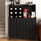Kitchen Pantry Cabinet with Adjustable Shelves, Freestanding Kitchen Cupboard, Tall Storage Cabinet, Farmhouse Coffee Cabinet, for Bedroom, Dining Room, Office(Black,130x100cm/51.2x39.4in)