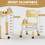Brelley Height Adjustable Toddler Table and 2 Chairs Set, Beige | Table Supports 280 lbs, Wooden Drawing Activity Desk, Classroom/Daycare/Home, Children Multi-Activity Table for Ages 3-8