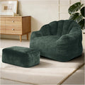 FanYi Cloud Chair Bean Bag Chair with Ottoman for Adults, Oversized Flannelette Shell Chair, High Density Memory Foam Chairs for Adults, Washable Cover Comfy Sofa for Living Room Bedroom,Green