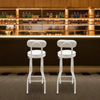 Folding Bar Stool with Back, 2 Pack Backest Tall Foldable Stool har with Cushioned Padded Portble Collasible Counter Height Chai for Kitchen Island Shop Cafe Dining Room (White)