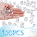 100 PCS Fake Ice Cubes, 0.7'' Acrylic Fake Ice, Ice Cubes Reusable for Vase Fillers Centerpiece Photography Accessories Home Decor