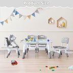 DOREROOM Toddler Table and 4 Chairs Set, Height Adjustable Kids Table and Chair Set, 31.5''L x 23.6''W, Marble Pattern & Graffiti Desktop, Children Multi-Activity Table for Home/Daycare/Classroom