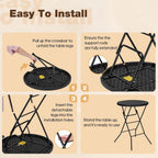 32" Round Folding Table, Portable Bar Height Folding Table with Detachable Legs, Round Foldable Table with HDPE Top for Standing Parties, Balcony, Event, Indoor Outdoor Use (Black, 2 Pack)