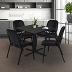 Romig Ace Vinyl Guest Stacking Chair with Arms, Durable and Comfortable Upholstery, Sturdy Steel Frame, Stackable Design for Office, Reception, and Conference Areas - Midnight Black
