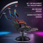 HOFFREE Gaming Chair with Music Rhythm RGB LED Lights and Bluetooth Speakers Ergonomic Massage Computer Gaming Chair with Footrest Video Game Chair High Back with Lumbar Support Red and Black
