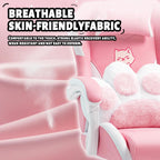 Vigosit Cat Ears Gaming Chair - Pink PU Leather Ergonomic Reclining Office Chair with Footrest, 310lb Capacity, 6-Position Recline, 360° Swivel