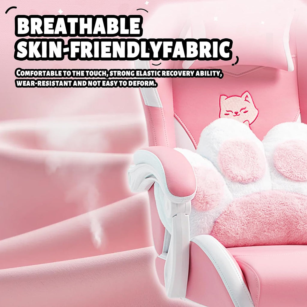 Vigosit Pink Cat Ear Gaming Chair with Footrest - Cute Gaming Chair for Girls, 310lbs Capacity, Adjustable Height & Lumbar Support, Ergonomic Computer Chair for Teens