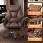 Big and Tall Office Chair Wide Seat Ergonomic Leather Executive Desk Chair with Leg Rest, Heavy-Duty 550 lbs Adjustable Height Computer Gaming Chairs