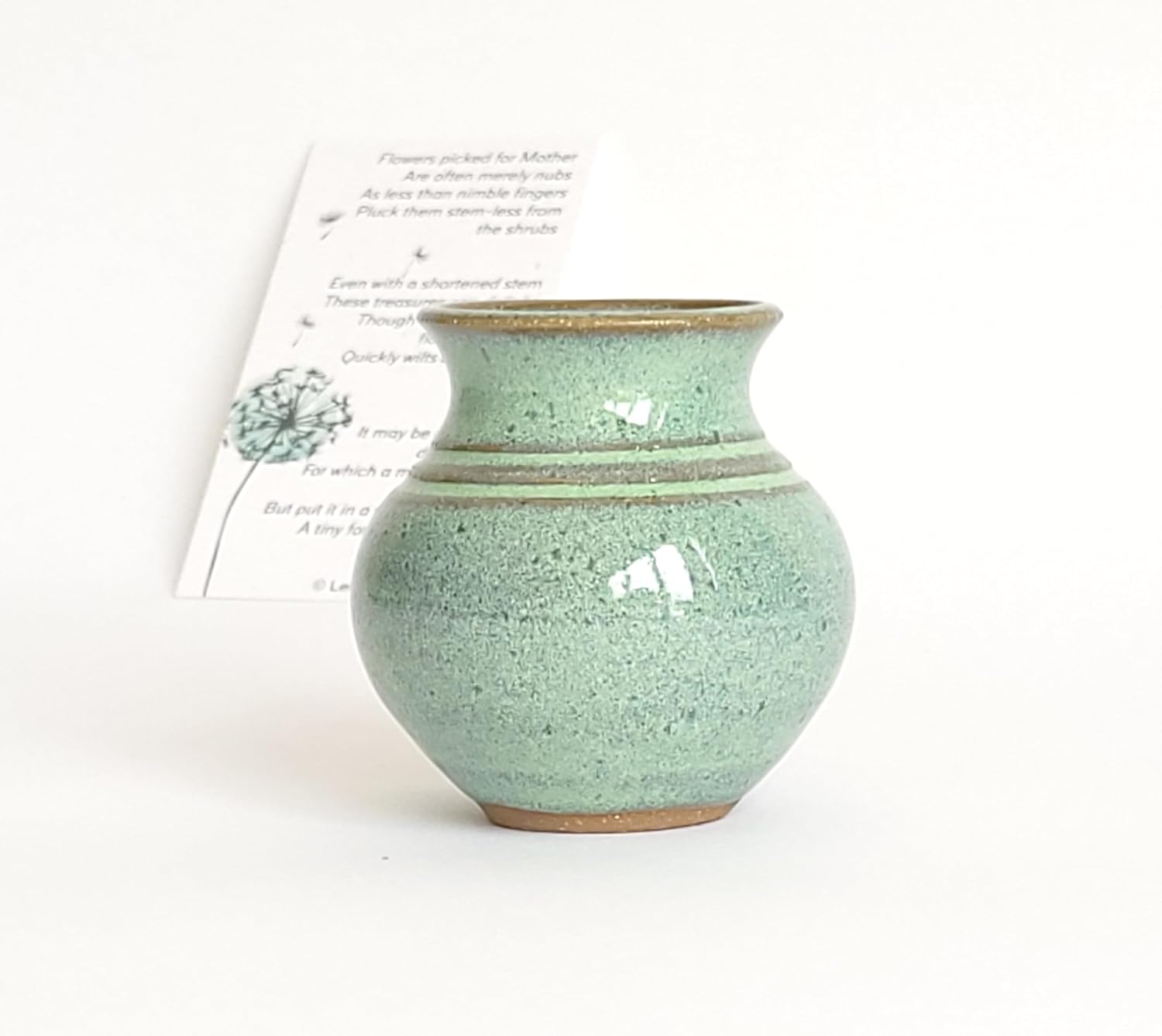 Handmade Dandelion Flower Pot for New Mommy to Be - Miniature Pottery Vase for Baby Shower Favor Presents Green (Miniature Vase w/Gift Bag)
