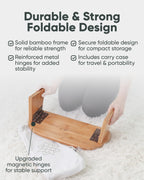 Mindful Modern Folding Meditation Bench - Bamboo Kneeling Stool with Locking Magnetic Hinges - Portable Cross Legged Folding Seiza Chair w/Travel Bag