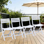 4 Pack Foldable Plastic Chairs, 300 LB Weight Capacity, Lightweight Waterproof Foldable Chairs for Patio, Garden, Beach, Balcony & Porch Indoor Outdoor Use(White×4)