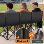 Suteck 8 Seats Soccer Bench, Portable Team Bench with 17.3"x 17.3" Individual Seats, 600D Oxford Fabric & Side Pockets, Heavy Duty Outdoor Folding Bench for Sports, Camping, Patio & Park Events
