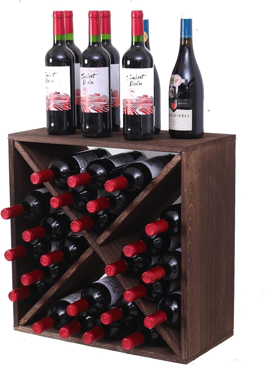 Wine Rack Countertop Wine Storage Wine Rack freestanding Floor 24 Bottle Wine Holder，for Home Kitchen countertops (24 Bottles)