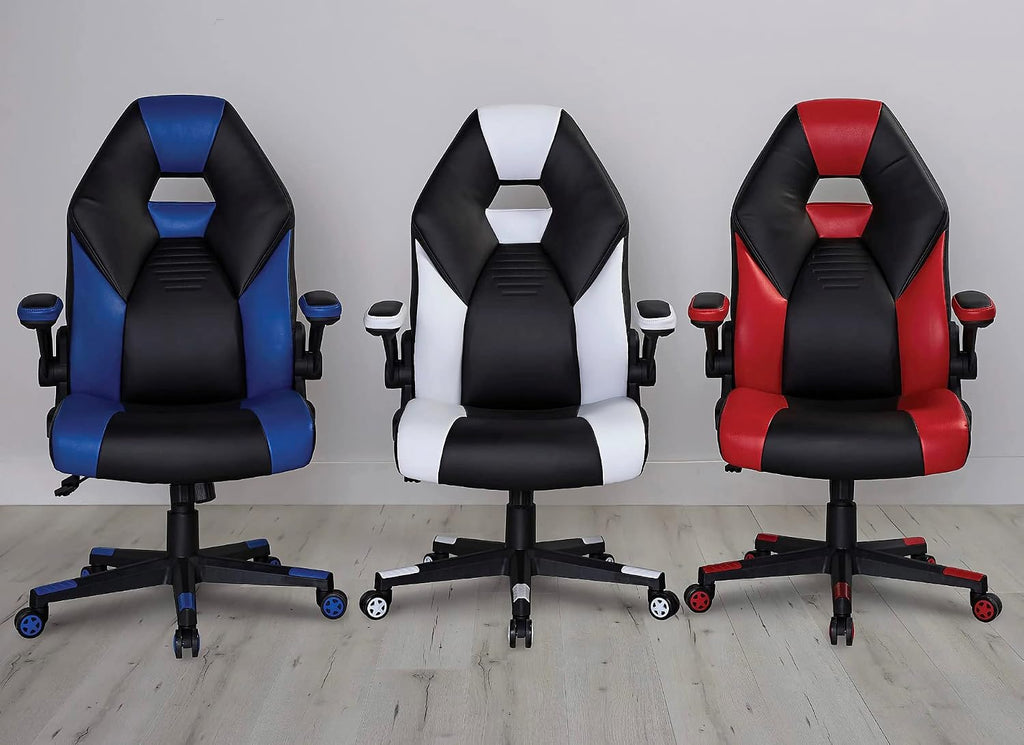 RS Gaming™ Bonded Leather High-Back Gaming Chair, White/Black