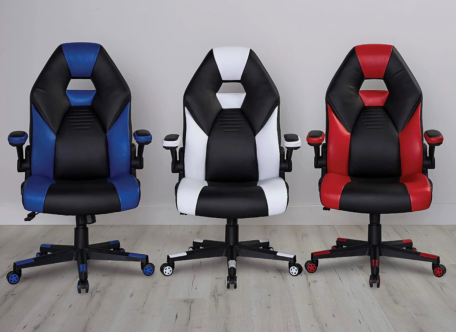 RS Gaming™ Bonded Leather High-Back Gaming Chair, White/Black