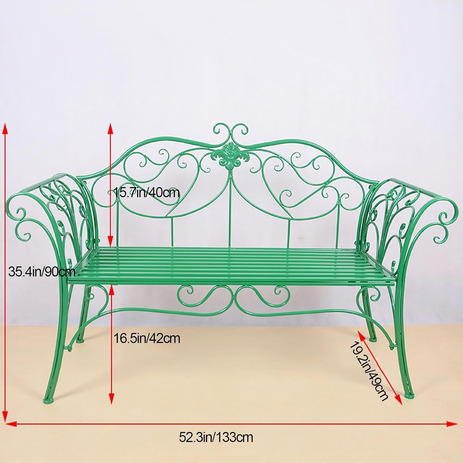 Bench，Outdoor Bench，Garden Bench Butterfly Cast Iron Metal with Armrests for Garden, Park,Yard, Patio, Porch(Yellow)