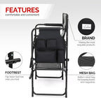 mefeir Extra Tall-30.7'' Professional Makeup Artist Director Chair Bar Height, Portable Folding Design with Side Table & Storage Bag, Heavy-Duty Steel Frame (300 lbs Capacity), 45.7'' Tall