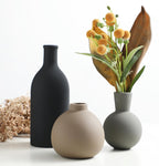 Ceramic Vase Set of 3, Vases Home Decor Rustic Farmhouse Decor Pottery Vases for Bouquet Pampas Grass Dried Fresh Flowers, Living Room, Kitchen, Bedroom, Bathroom, Entryway Mantel, Decor -Multicolor
