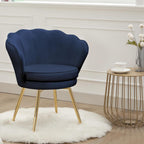 Czlolo Accent Chairs Set of 2, Velvet Vanity Chair with Back, Mid-Century Modern Small Accent Chair for Living Room, Golden Metal Legs Upholstered Makeup Chair, Bedroom Armchair, Dark Blue